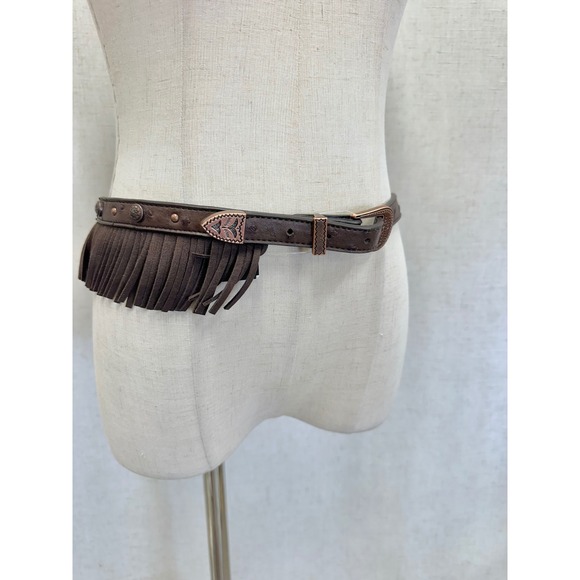 Silver Strike Brown Leather Fringe Belt‎ Western Studded Boot Bracelet NWT main image 7